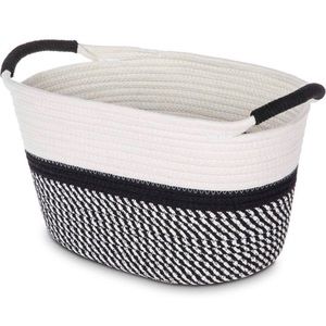 Home Zone Living Woven Basket for Home Storage with 2 Cotton Rope Handles